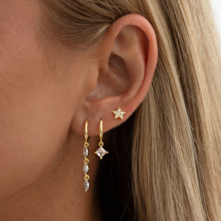 Cindy - Crystal Rhombus Hoop Earrings