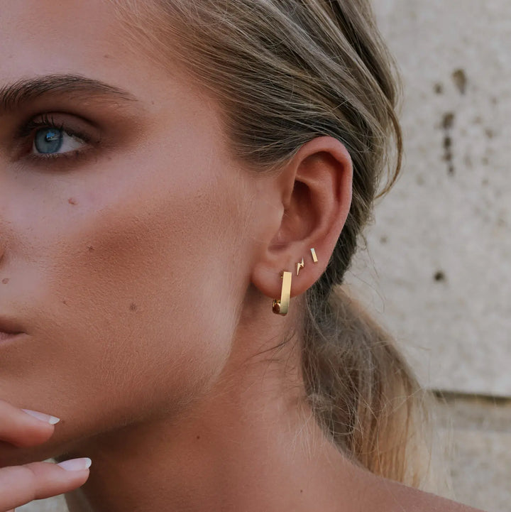 Max - Square Hoop Stud Earrings