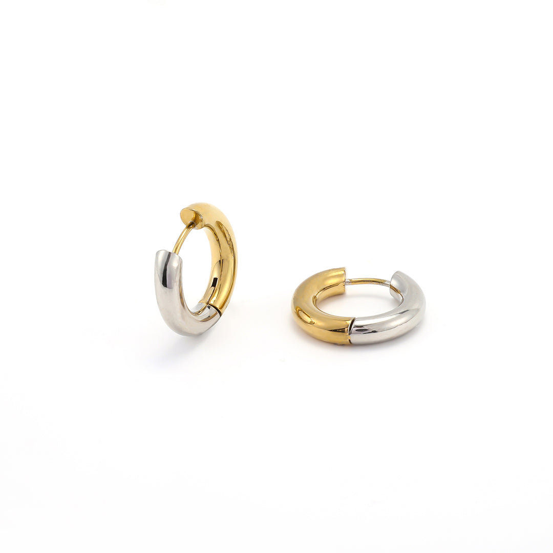 Lyn - Gold and Silver Duo Hoop Earrings Stainless Steel