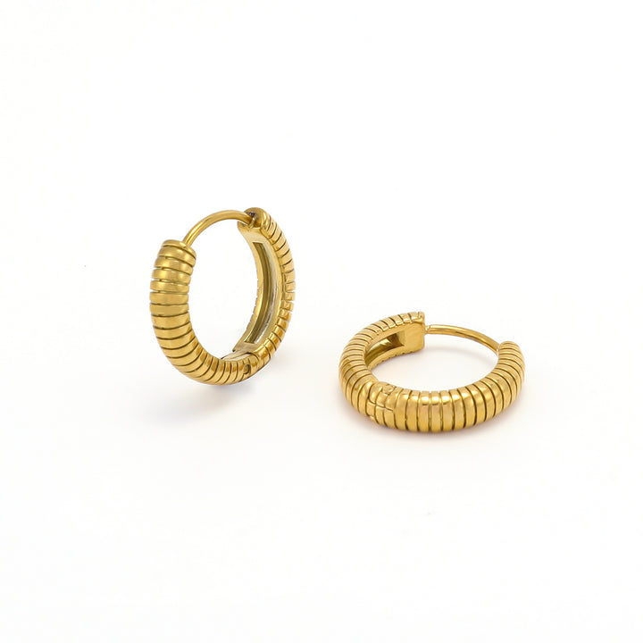 Vivia - Ribbed Hoop Earrings Stainless Steel