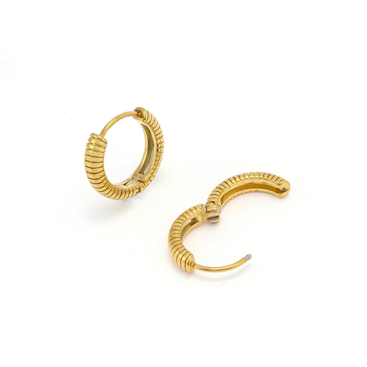 Vivia - Ribbed Hoop Earrings Stainless Steel