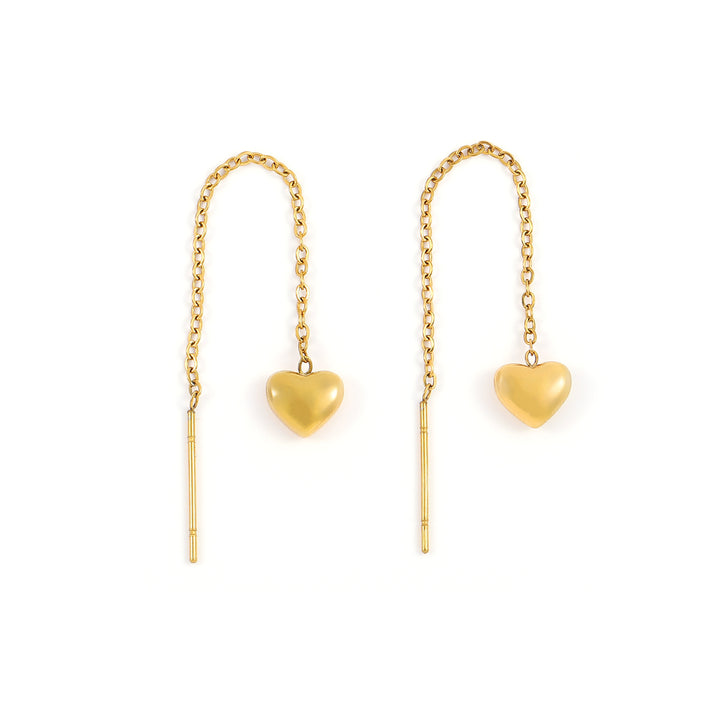 Julie - Heart Chain Earrings Gold Stainless Steel