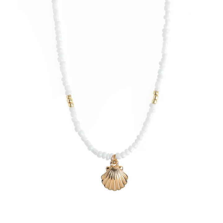 Ellie - Mermaid Shell White Beads Necklace